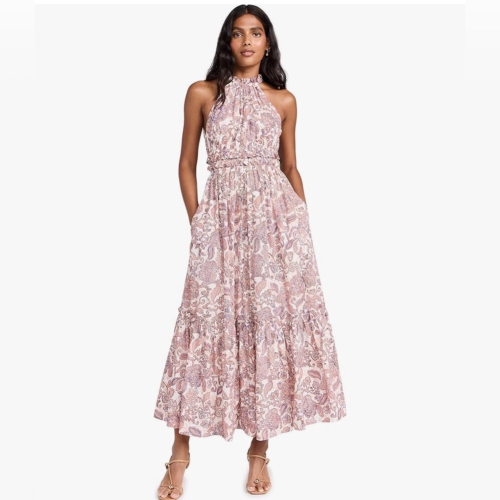 NEW Cleobella Nola Ankle Dress XL Organic Cotton Boho Floral Halter Maxi NWT‎